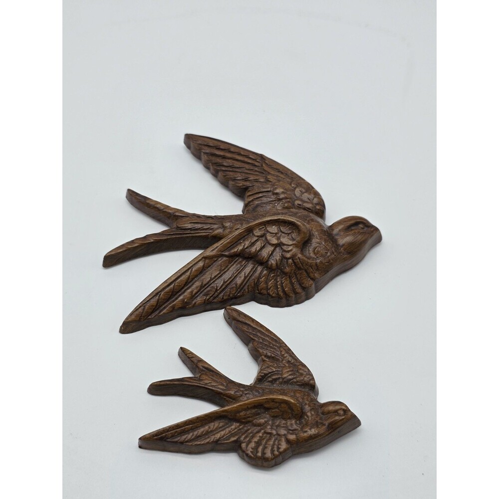 2 Vintage Burwood Swallows Bird Art 1983 Wall Hangings Decor Set
